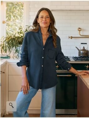 Frank & Eileen Eileen Sweatshirt Button Up Vintage Navy New $288